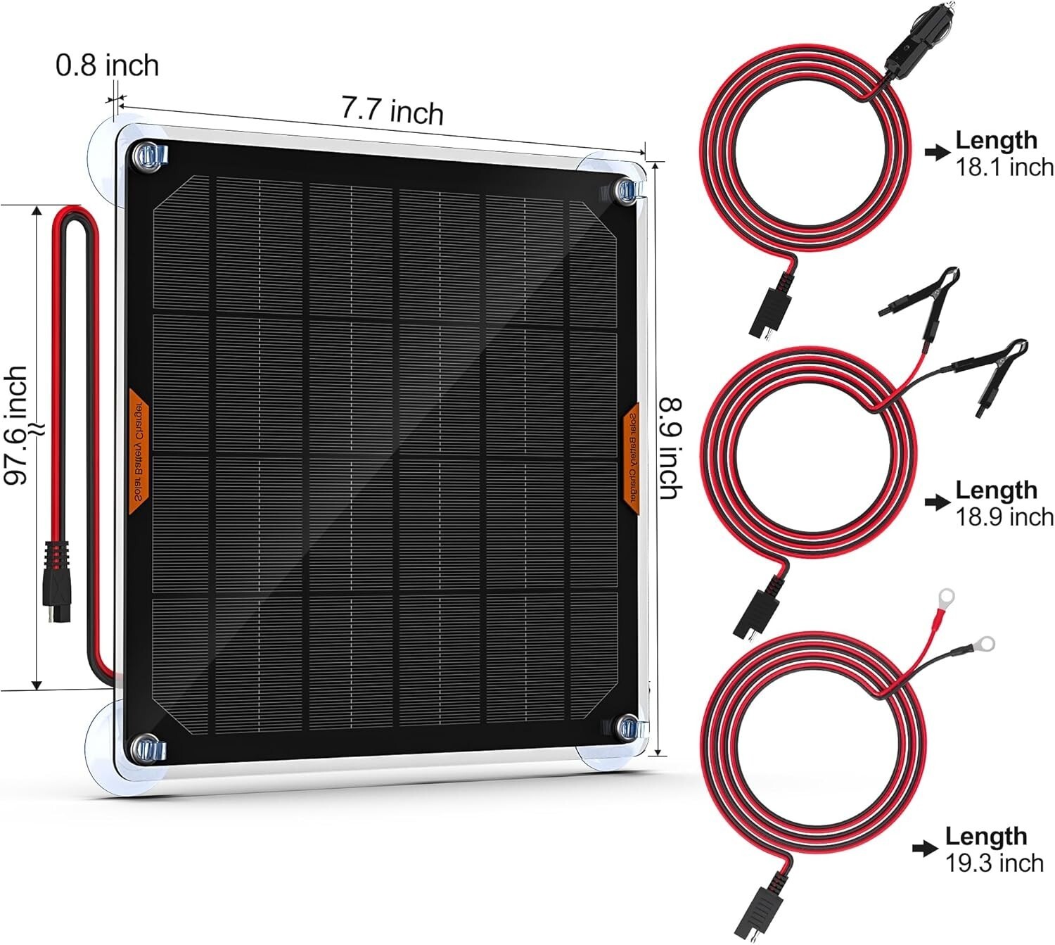 OYMSAE 5W 12V Solar Car Battery Charger Maintainer with Clips and Plug