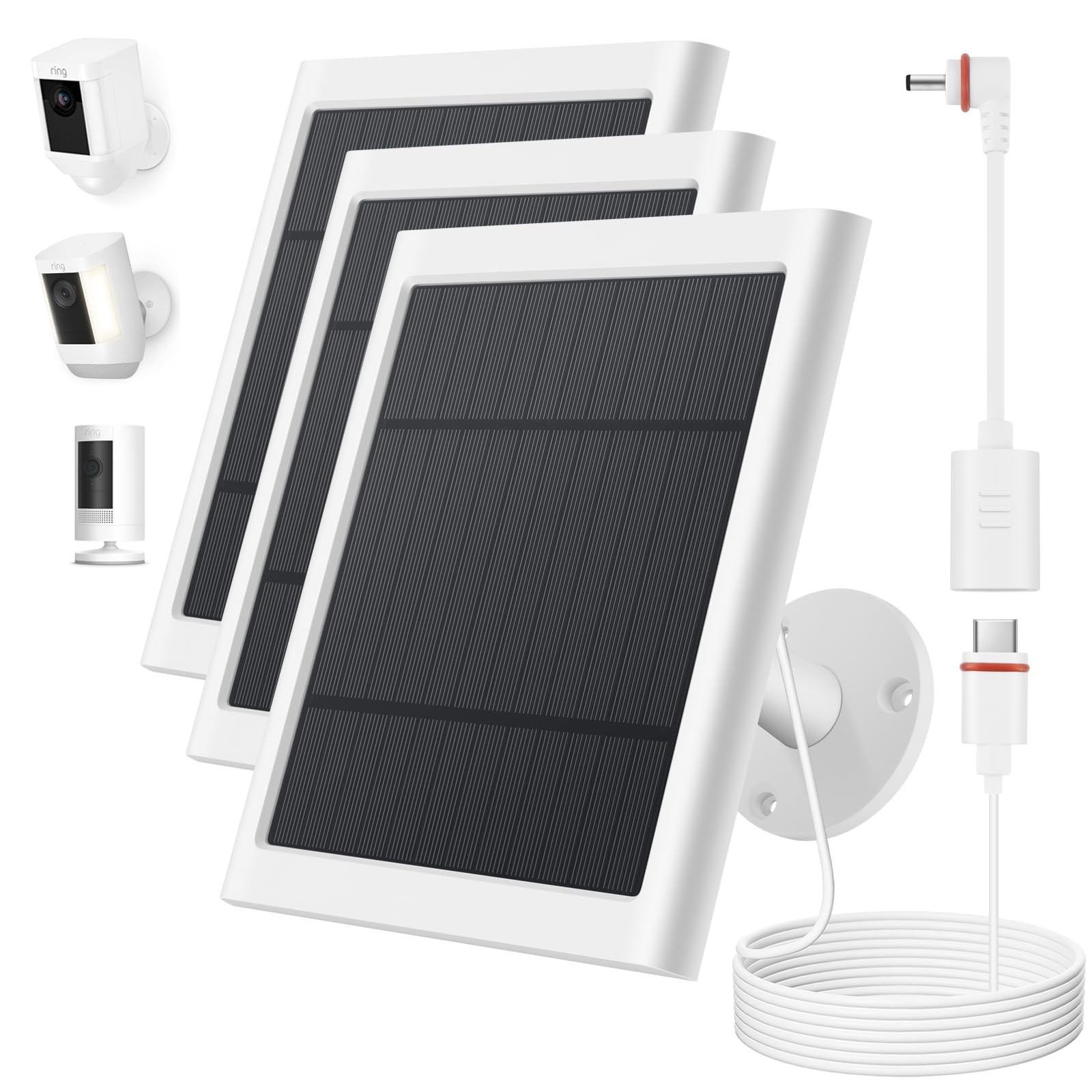 Solar Panel for Ring Camera, 3 Pack 4W Solar Charger Compatible with Ring Spo…