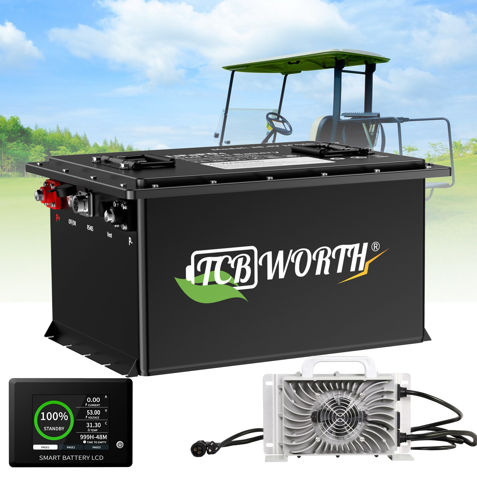 48V 105Ah Lithium LiFePO4 Battery Golf Cart BMS 15000 Deep Cycle 10Year WARRANTY