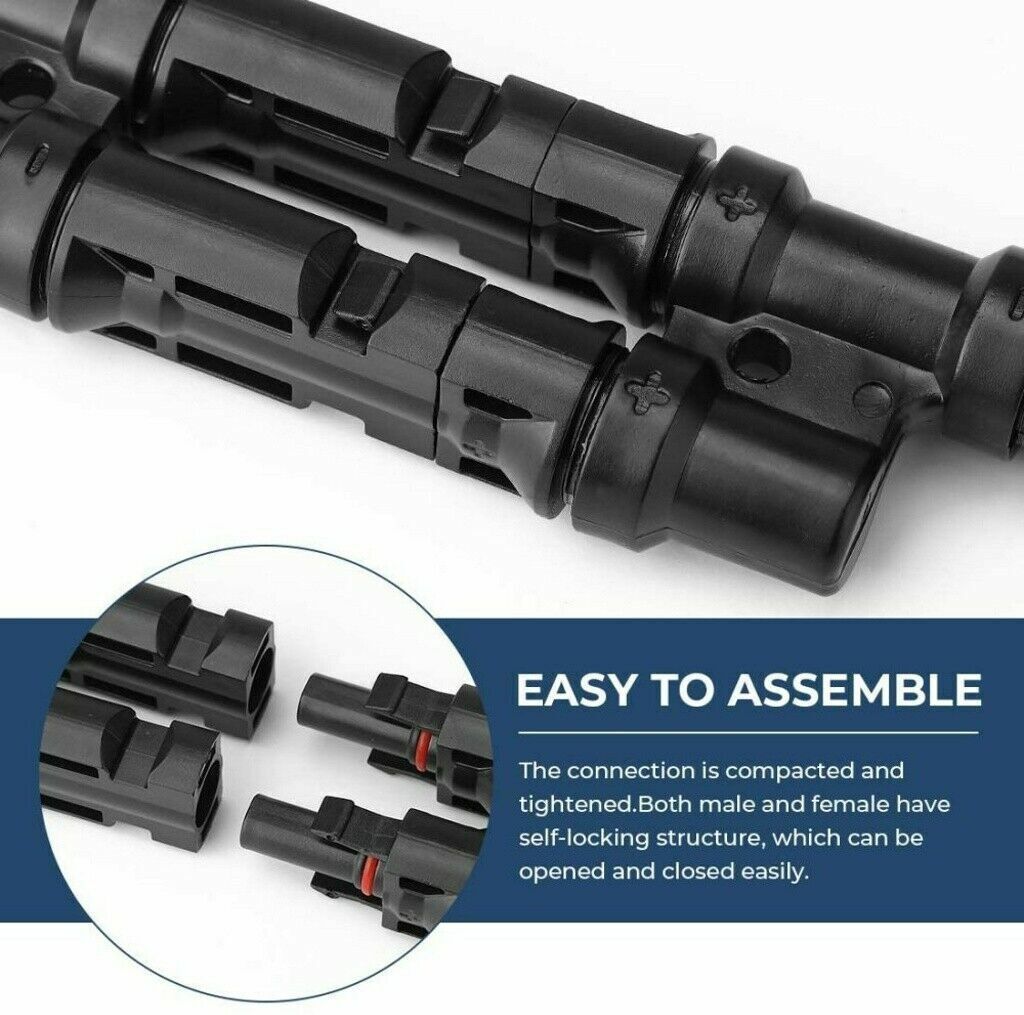 Solar Panel T Branch Cable Connector DIY Waterproof Adapter Extension MMF + FFM