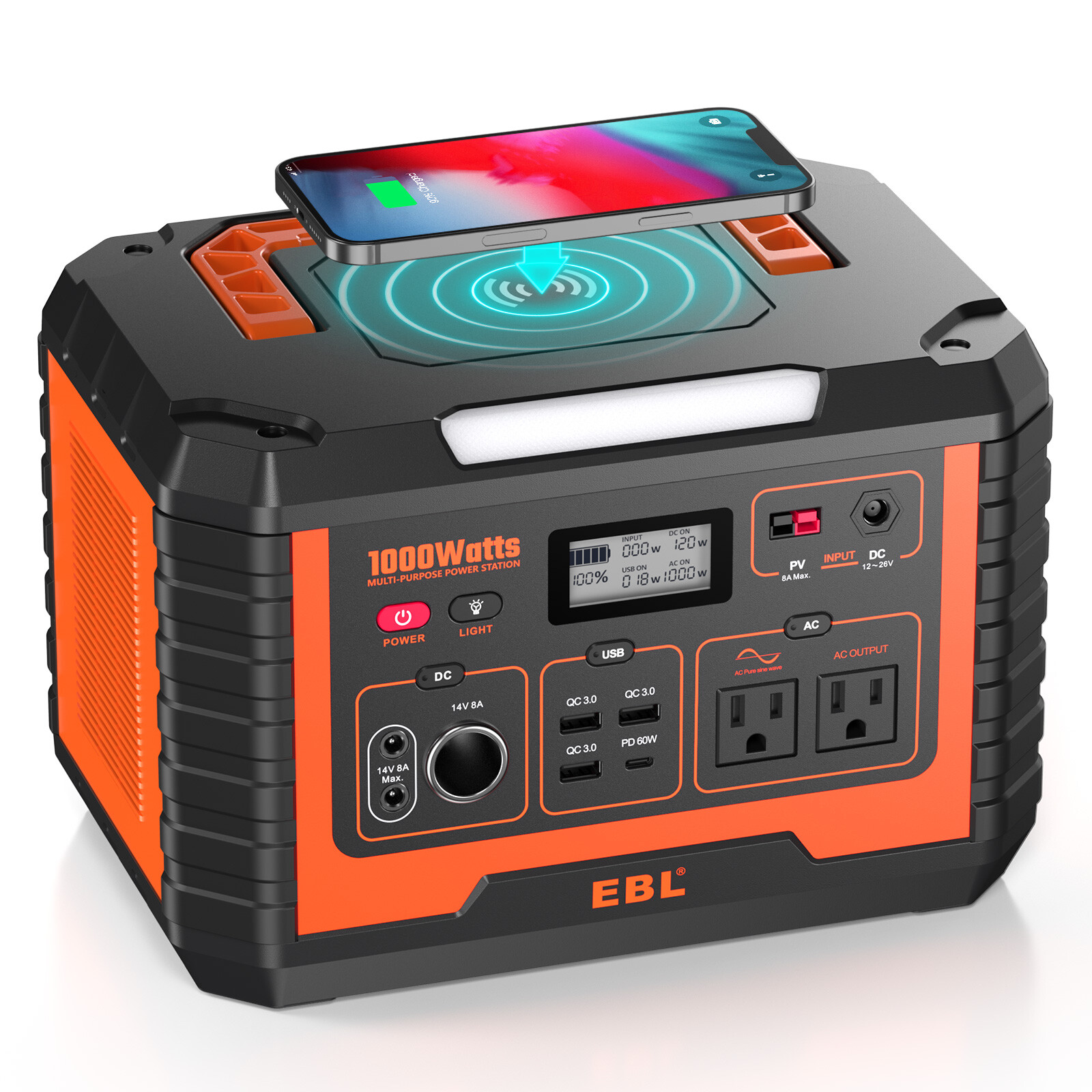 Portable Power Station 1000W Solar Generator for Camping RV