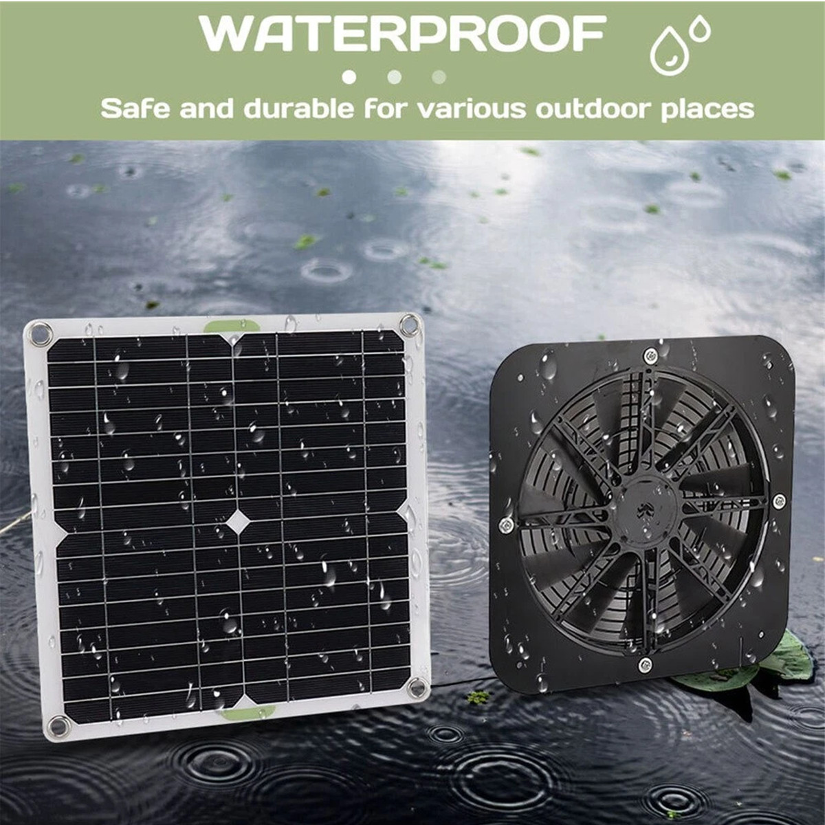 Solar Powered Dual Exhaust Fan Solar Panel Fan 15W For Greenhouse Shed Attic US
