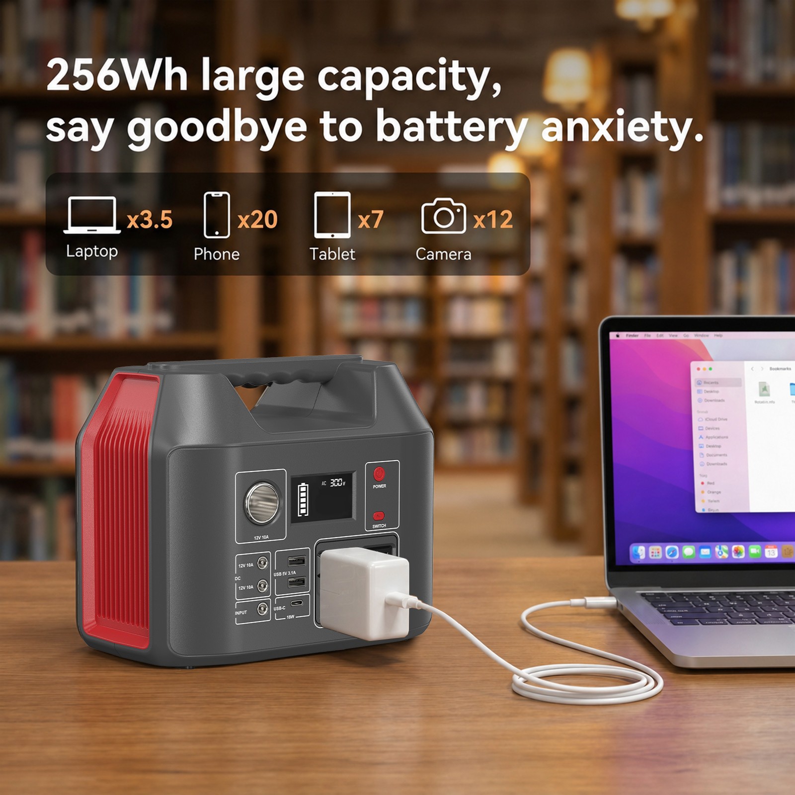 300W Portable Power Station 296Wh Camping Charger Battery Pack Solar Generator