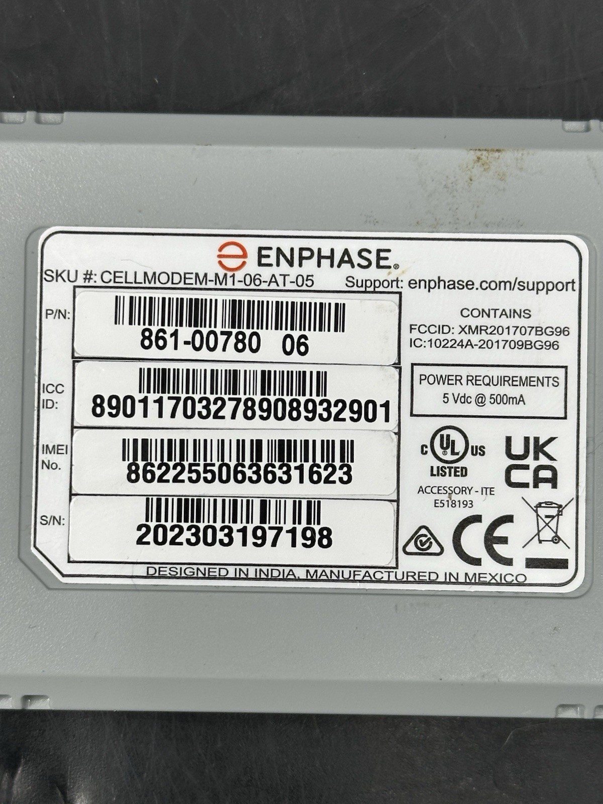 ENPHASE Cell Modem M1-06-AT-05. Part Number 861-00780