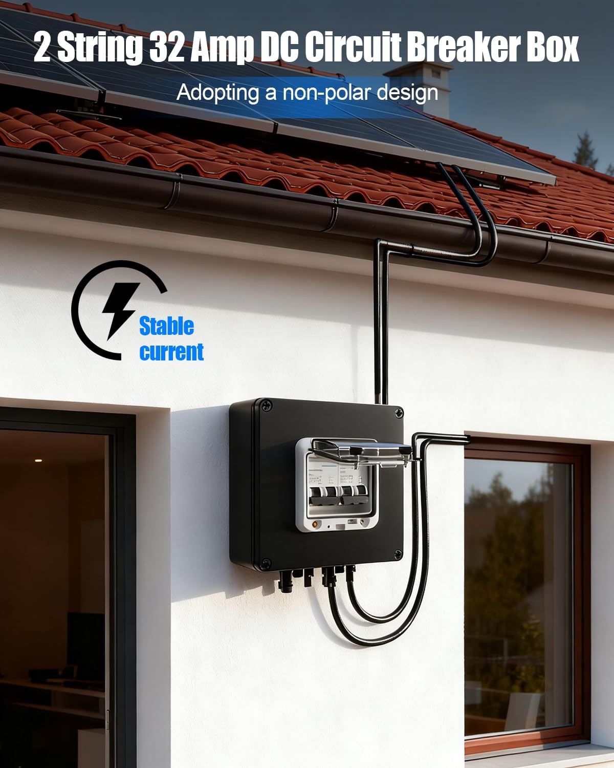 Solar Panel Disconnect Switch, 32A 1000V DC Circuit Breaker Box, 2 String PV …