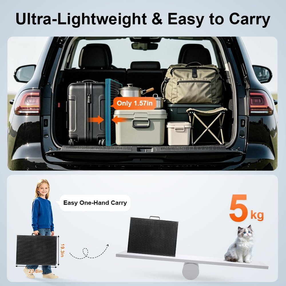 Solar Suitcase 100W Portable Foldable Solar Panel 18V Monocrystalline 23.8 * 19.