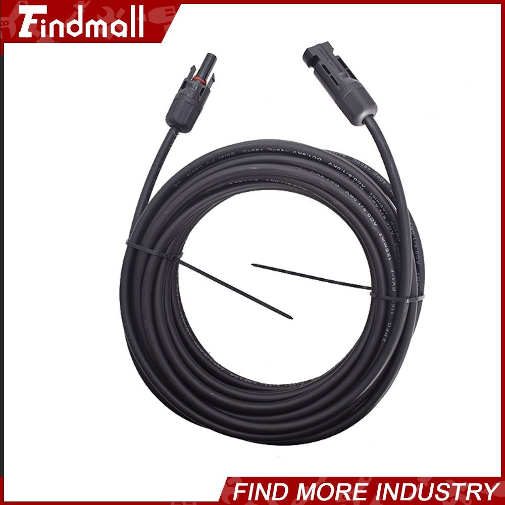 Findmall 1 Pair 25FT 10AWG Black+Red Solar Panel Extension Cable Wire Connector