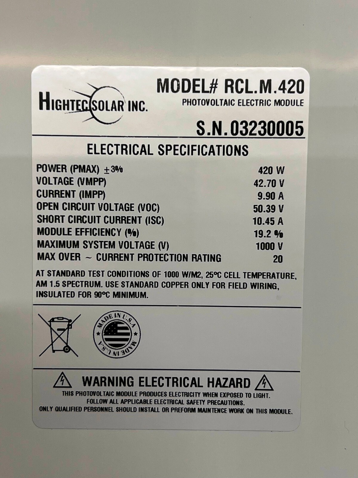 1~ 420 W SOLAR PANEL 24 V AMERICAN MADE BY AMERICANS- G1 22.7% SOLAR CELLS