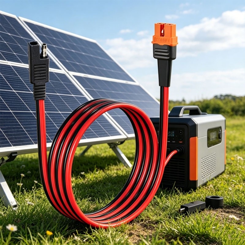SAE To XT60i Female Charging Cable With Signal Pin For Solar Generator