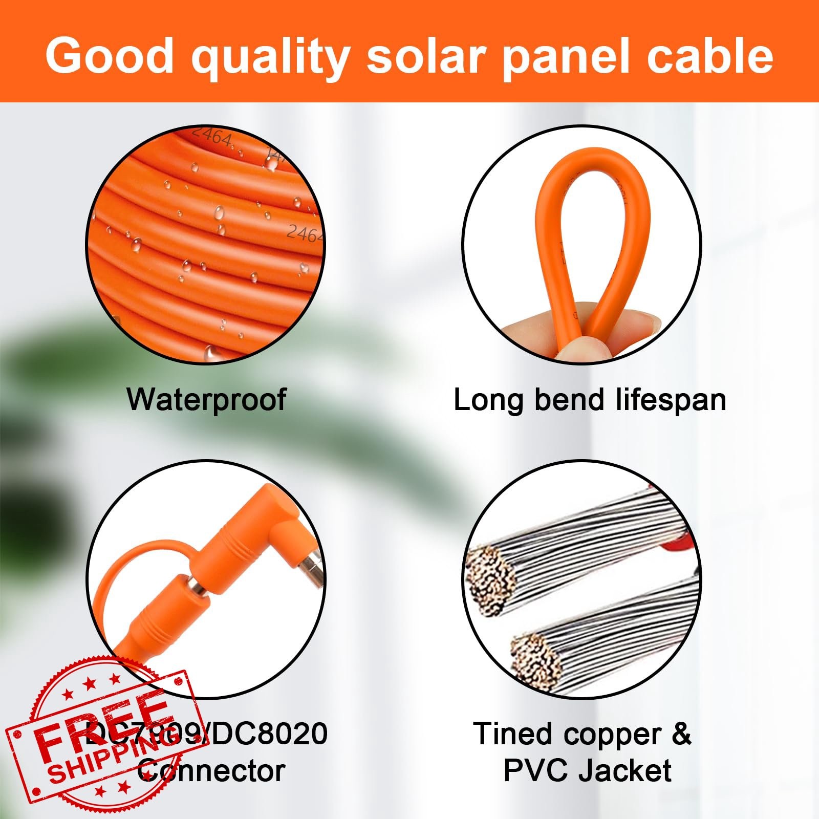 Kimbluth 10FT Solar Panel Connector Cable