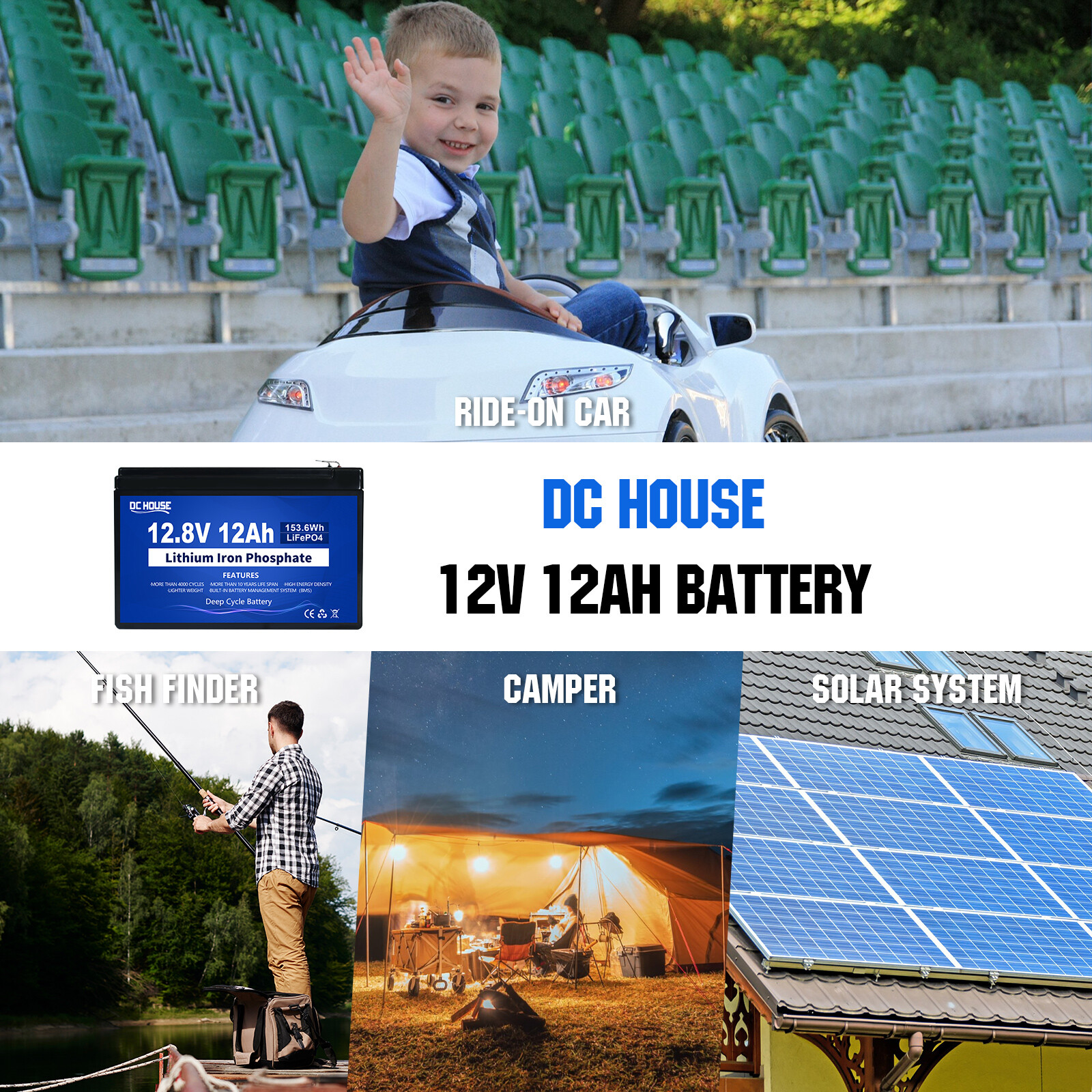 12V 10AH 12Ah LiFePO4 Lithium Battery 15A BMS Up to 15000+ Cycles for RV Home