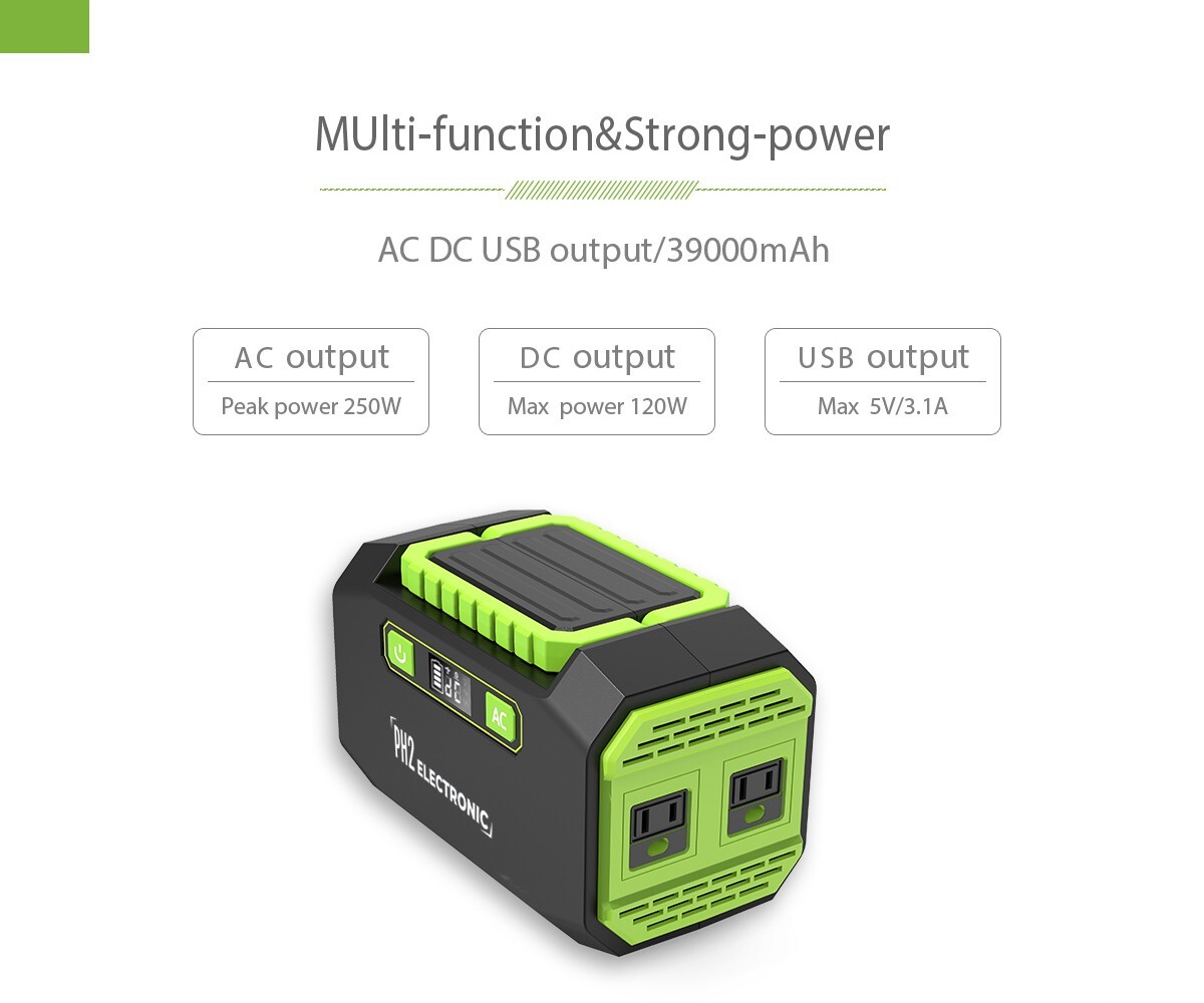200W Portable Power Station 39000mAh / 3.7V / 145Wh Solar System Generator