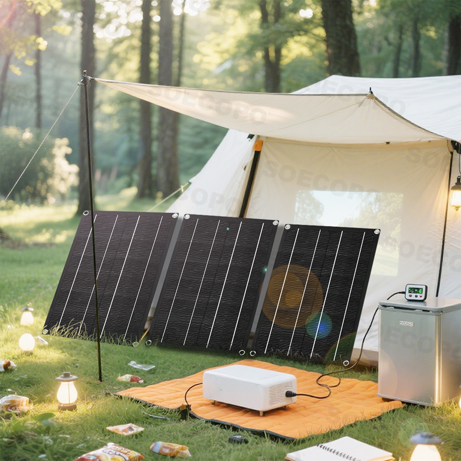 1800W RV Solar Panel Kit – 3 x600W Flexible Panels + 100A Controller + Y-Cable