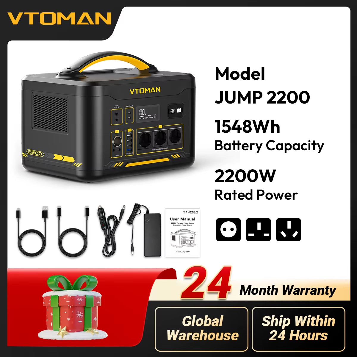 JUMP 2200 Portable Power Station 828/1548Wh Lifep04 Battery Solar Generator Sola