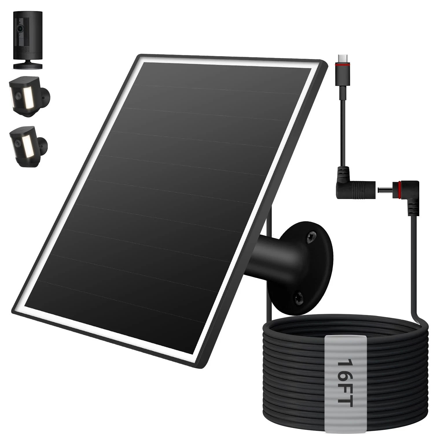 Solar Panel for Ring Camera/Wyze Cameras, 6W Black-106-1
