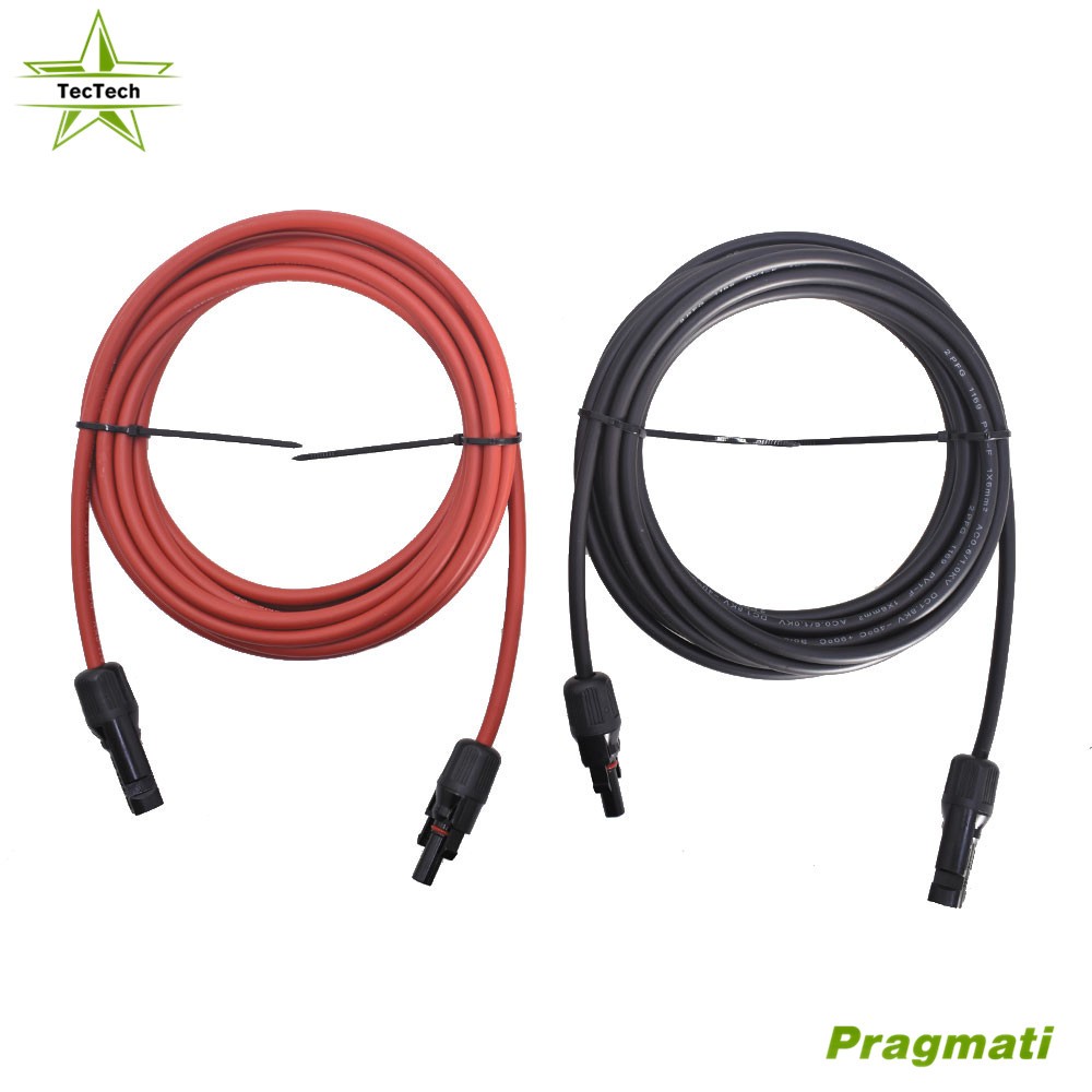 10AWG 15Feet Black + Red Solar Panel Extension Cable Wire Connector NEW