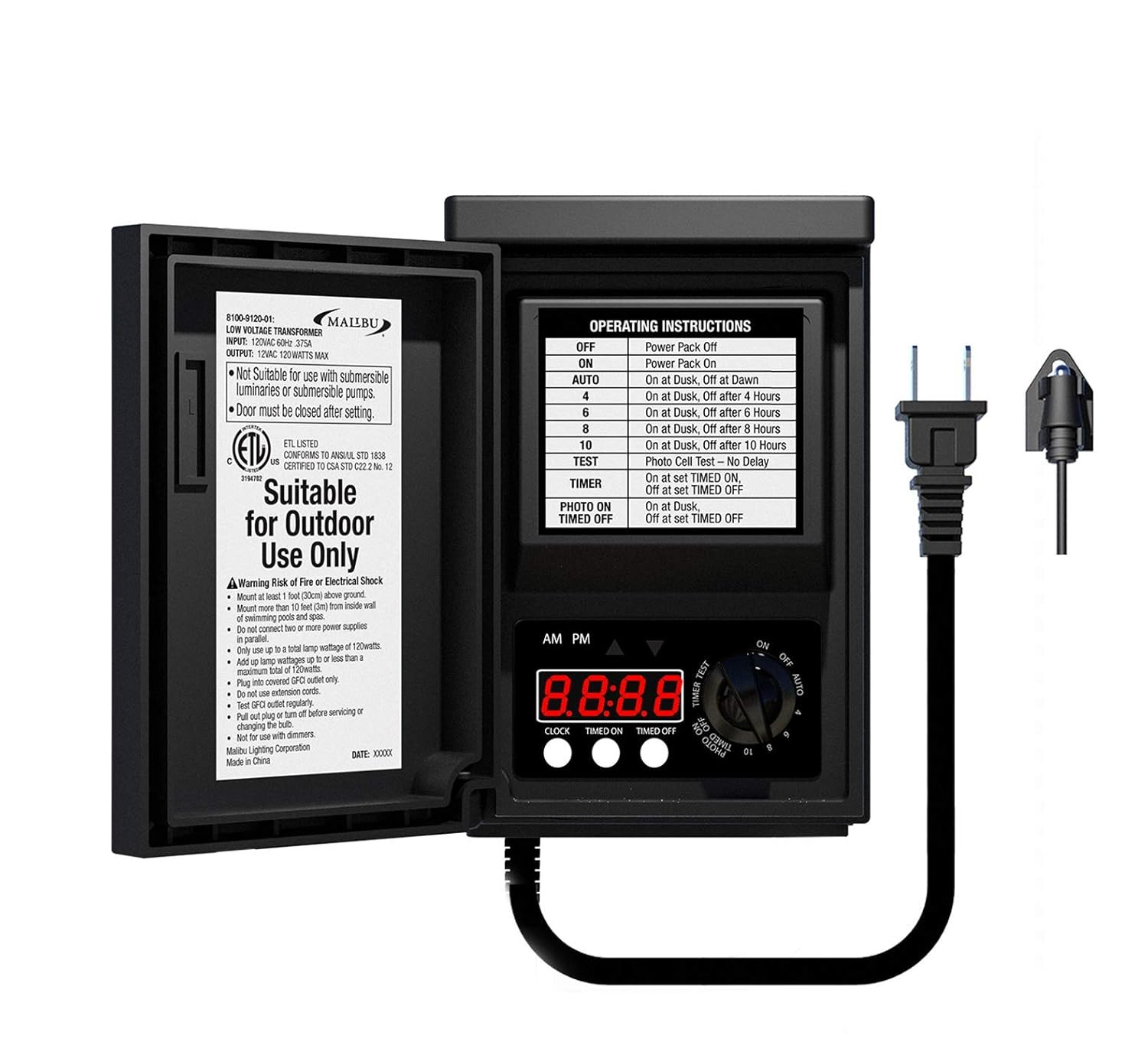 120 Watt Power Pack with Sensor and Weather Shield for Low Voltage Landscape Lig