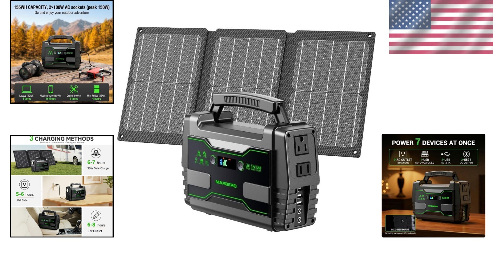 Lightweight 155Wh Solar Generator – Fast QC 3.0 USB Charging