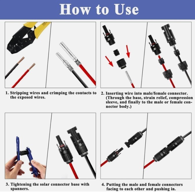 Male Female Wire Cable Connector Set 30A 1000V For Solar Panel Waterproof PV Set