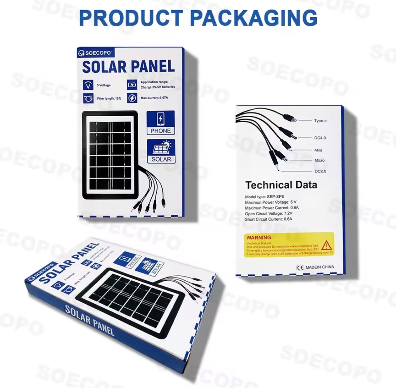 30W Portable Solar Panel 5V USB Charger w/ 5-in-1 Cable Camping