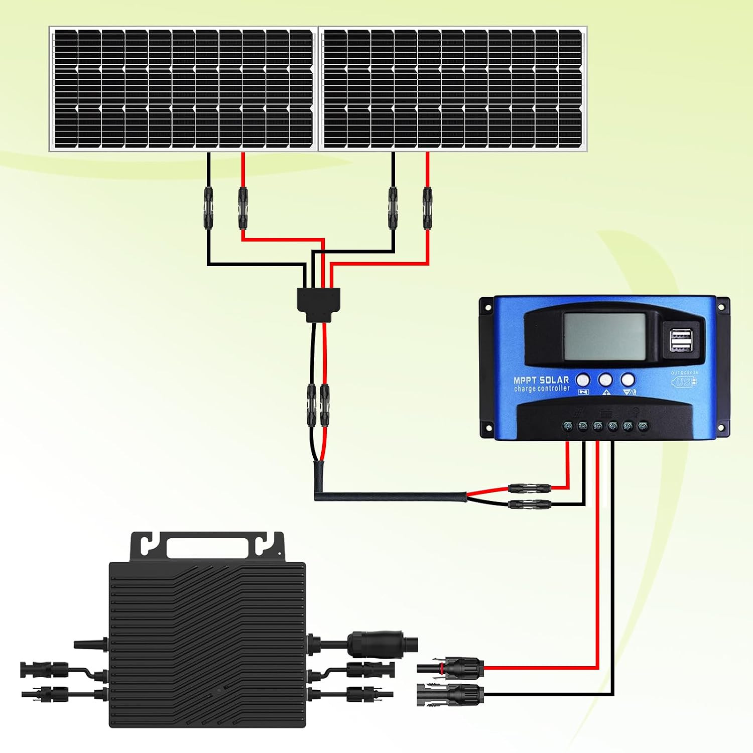2 Pack Solar Connectors for 4 Solar Panels,Tool-Free Solar Panels