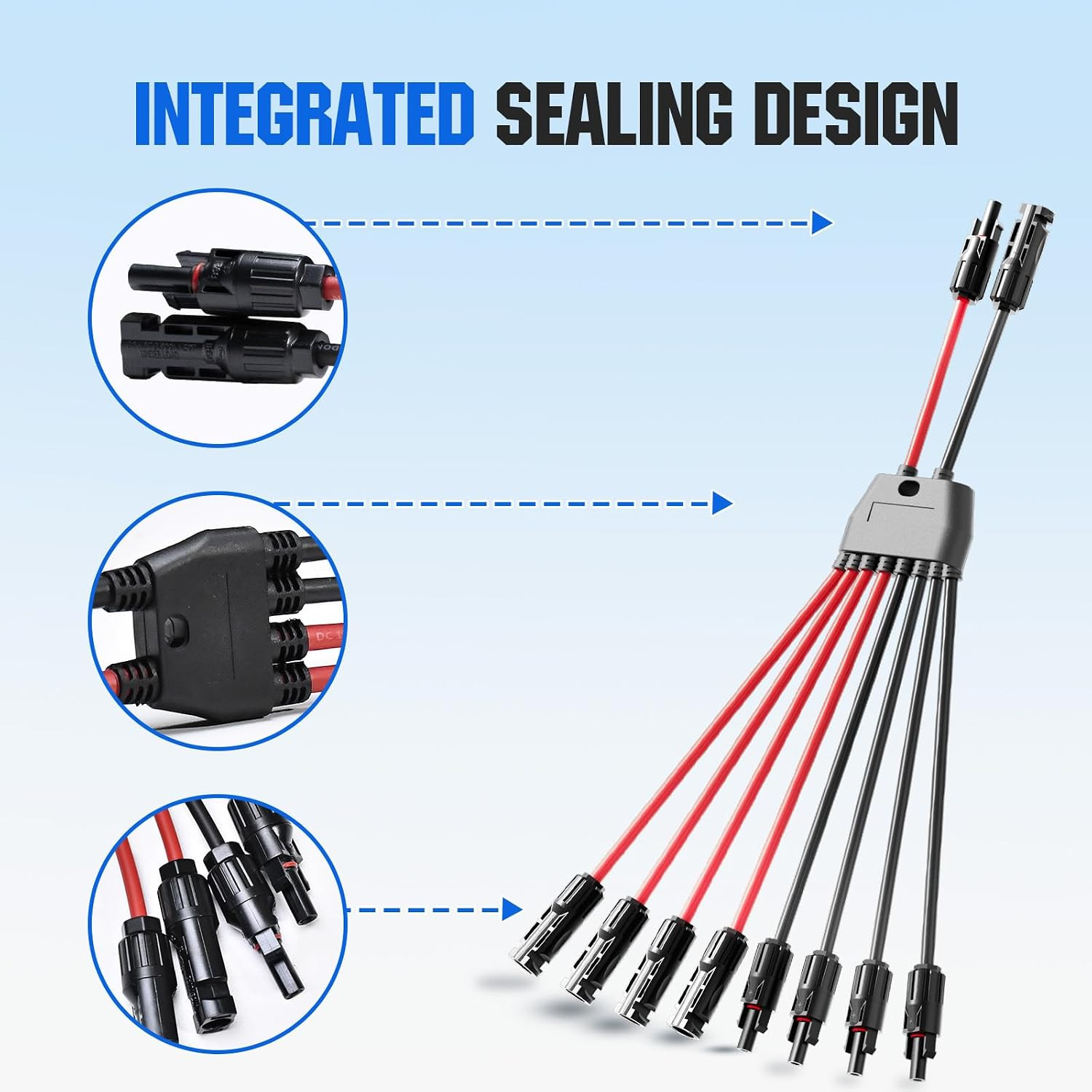 Integrated Solar Connector 2-8 Y Branch Parallel PV Adapter Cable Wire Plug Tool