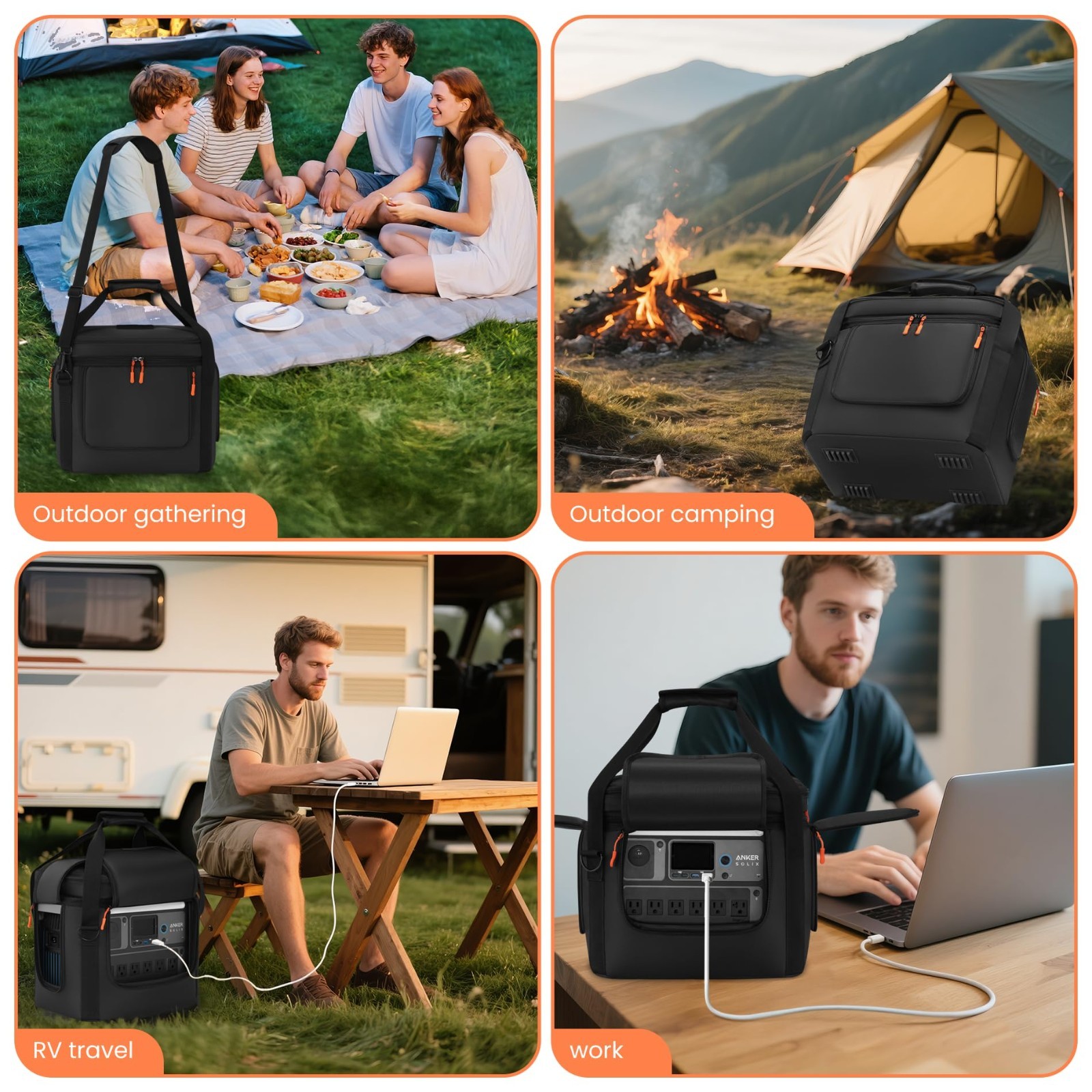 Portable Power Station Carrying Case, Shoulder Strap, Generator Cover for Outdoo