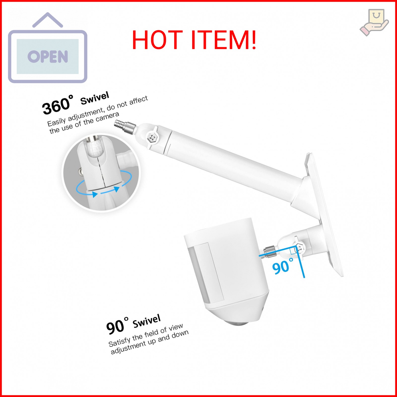 HOLACA 2-in-1 Wall Mount Bracket for Stick Up Cam/Pro Solar Panel, Spotlight Cam
