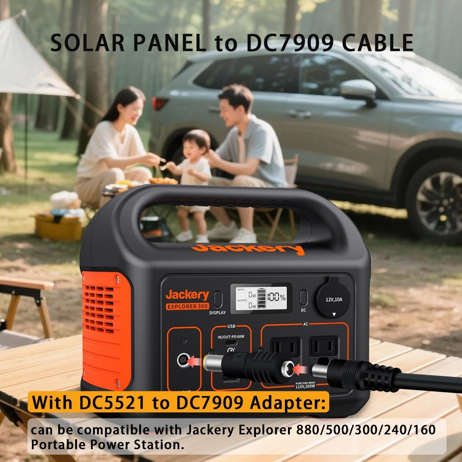 5FT 1.5M Solar Panel Adapter for Jackery, to DC 5.5×2.1mm Extension Power Cab…