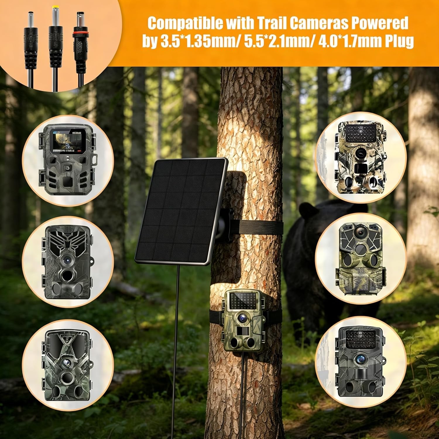 Trail Camera Solar Panel,6W Solar Charger Kit 6V/2A 9V/1.5A 12V/1A,4000mAh Ba…