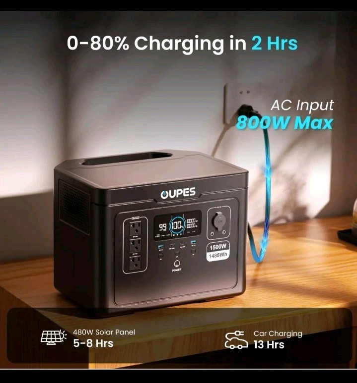 OUPES Exodus 1500 Portable Power Station 1500W/1488Wh
