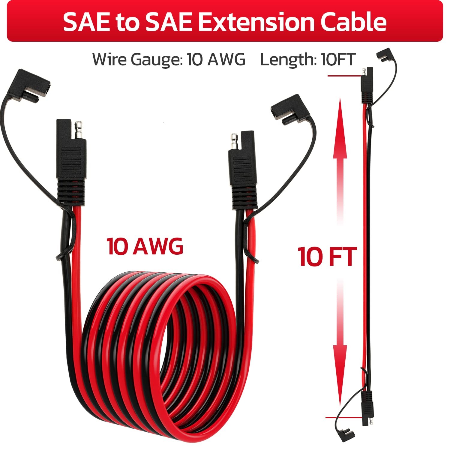 10awg Sae Extension Cable 10 Gauge Sae To Sae Extension Cord With Two Prong Conn