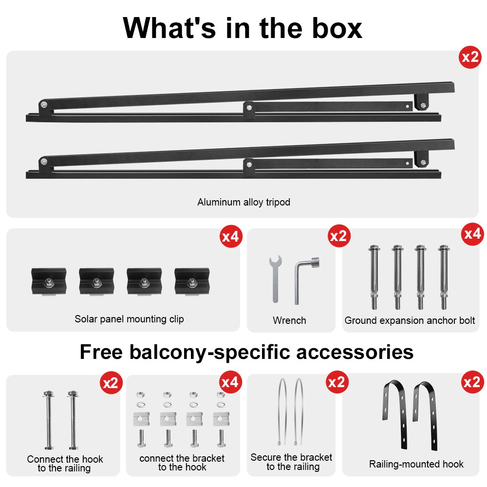 DOKIO Heavy Duty Steel Solar Panel Brackets,Adjustable angle 30-60°