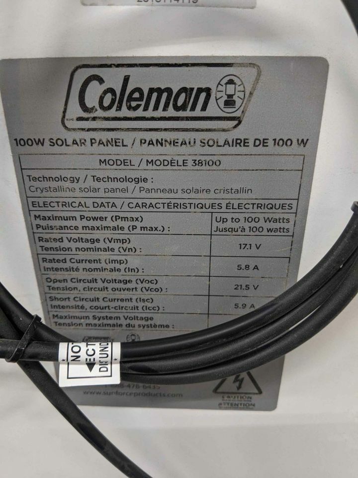 Coleman 100W Watt Solar Panel 12V Volt Poly Off Grid Battery Charge RV BOAT