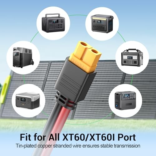 Solar Connector to XT60 Adapter Extension 35FT-10.6M 12AWG 12AWG Red and Black