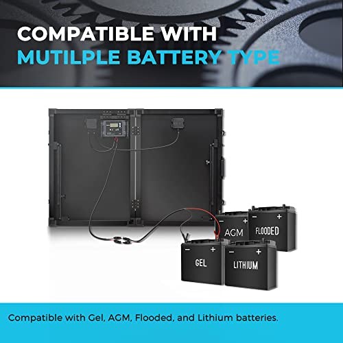 100W Portable Solar Panel, 25% High Efficiency 100W-Waterproof Controller