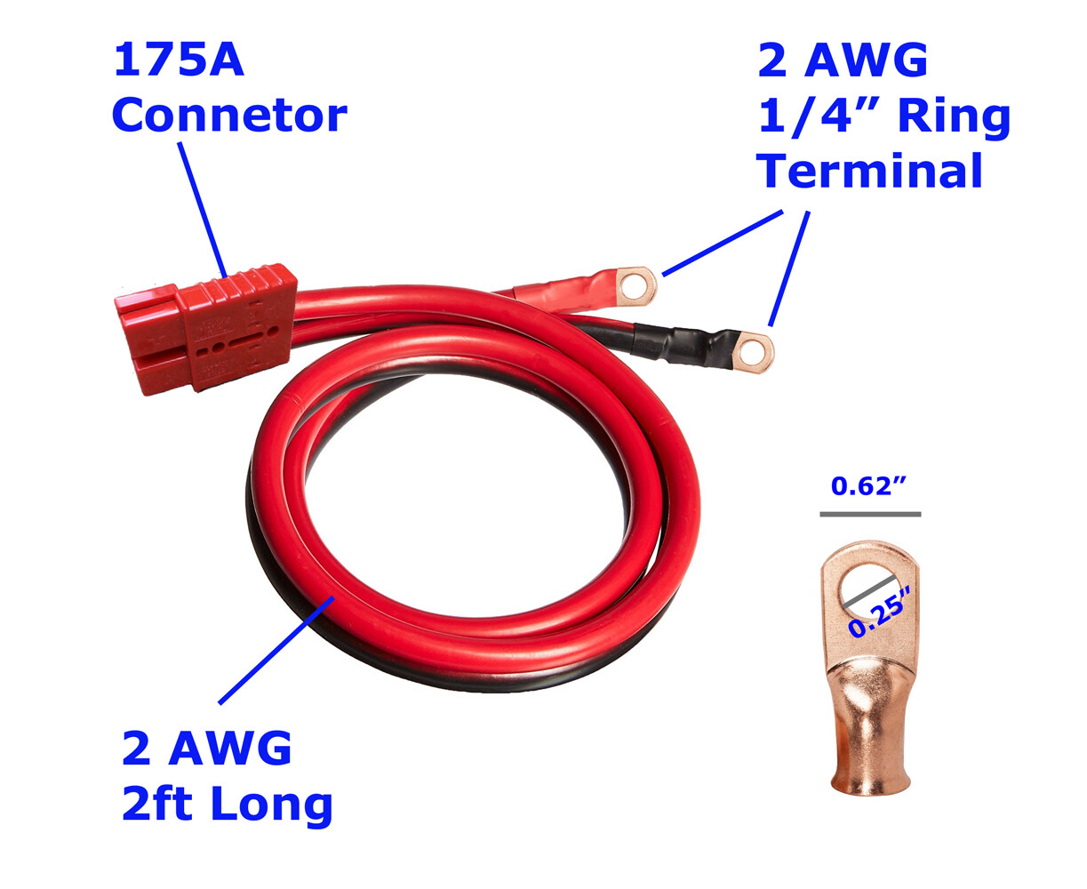 Tektrum Quick Connect Battery Expansion Cable Set -2Ga 3′-120A Fuse (QK-CBL-SET)