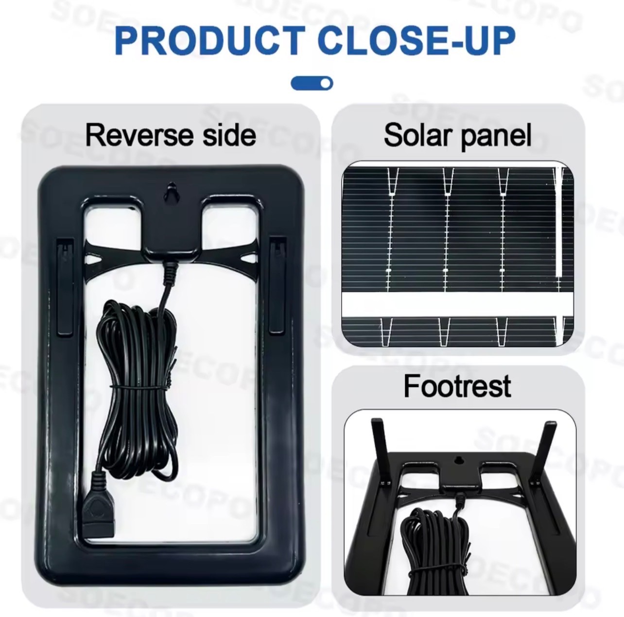 30W Portable Solar Panel 5V USB Charger w/ 5-in-1 Cable Camping
