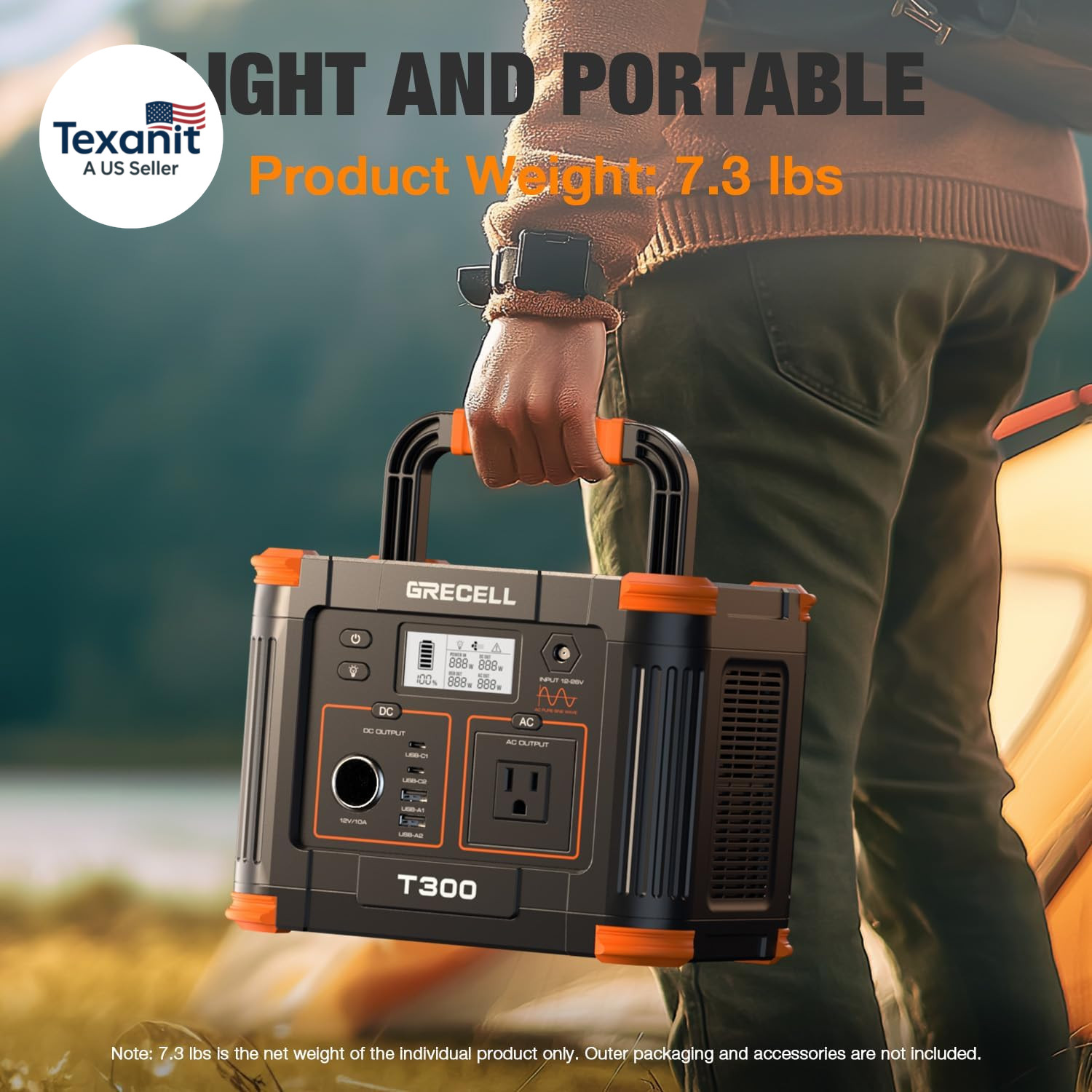 Portable Power Station 300W, 230.88Wh Solar Generator with 60W USB-C PD Output,