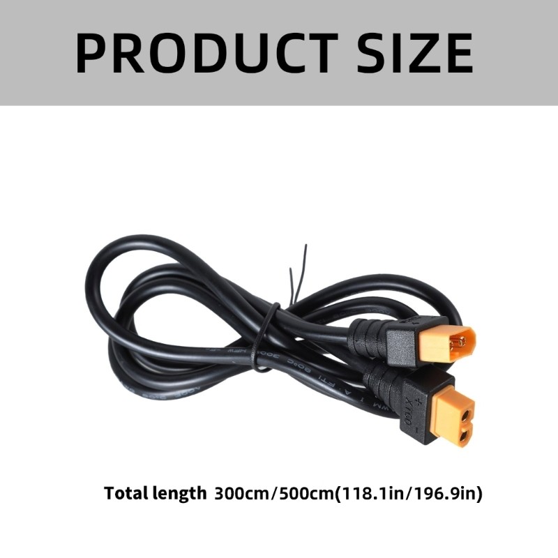 18AWG XT60 Extension Cord Male/Female for Remote Control Toy Solar Energy Black