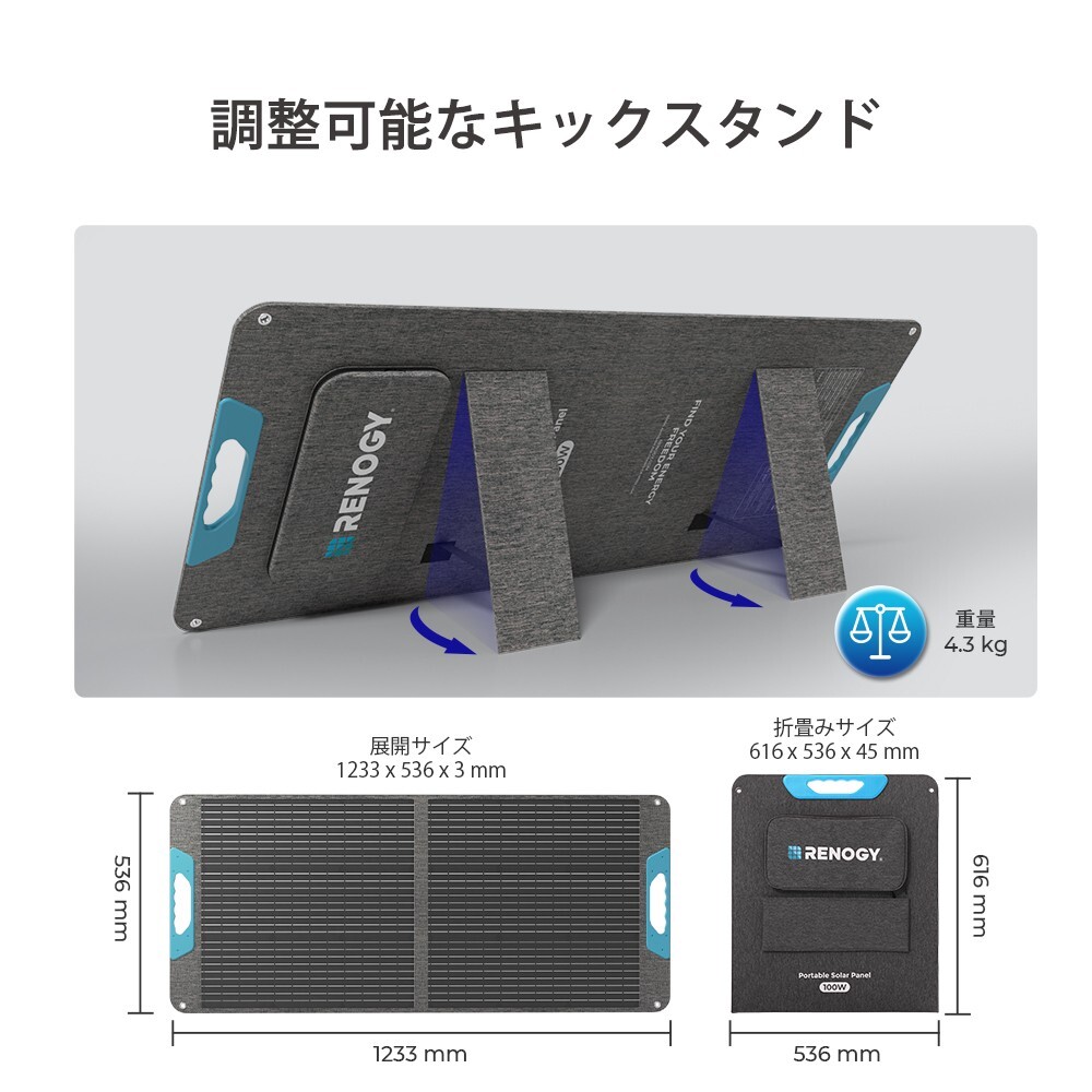 Renogy 100W Foldable Solar Panel, IP65 Waterproof Portable Solar Panel for Power