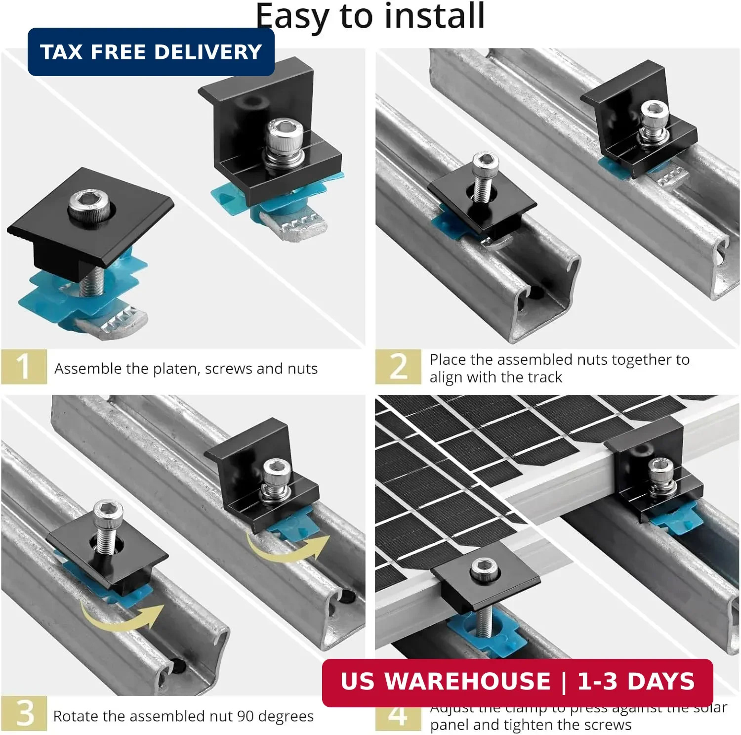 Anbte 10 PCS Solar Panel Mounting Brackets for Unistrut, Aluminium 30mm 6 x T-Sh