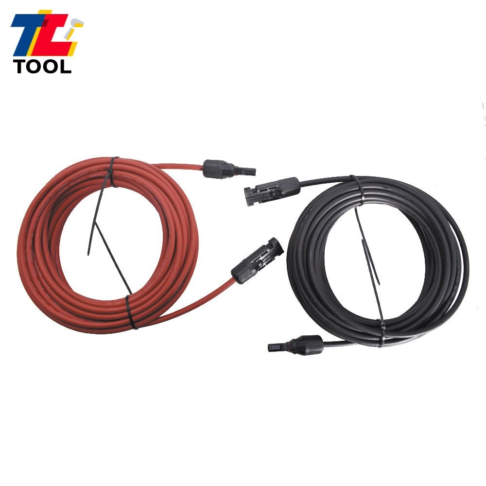 1 Pair 20ft 12AWG Black+Red Solar Panel Extension Cable Wire Connector