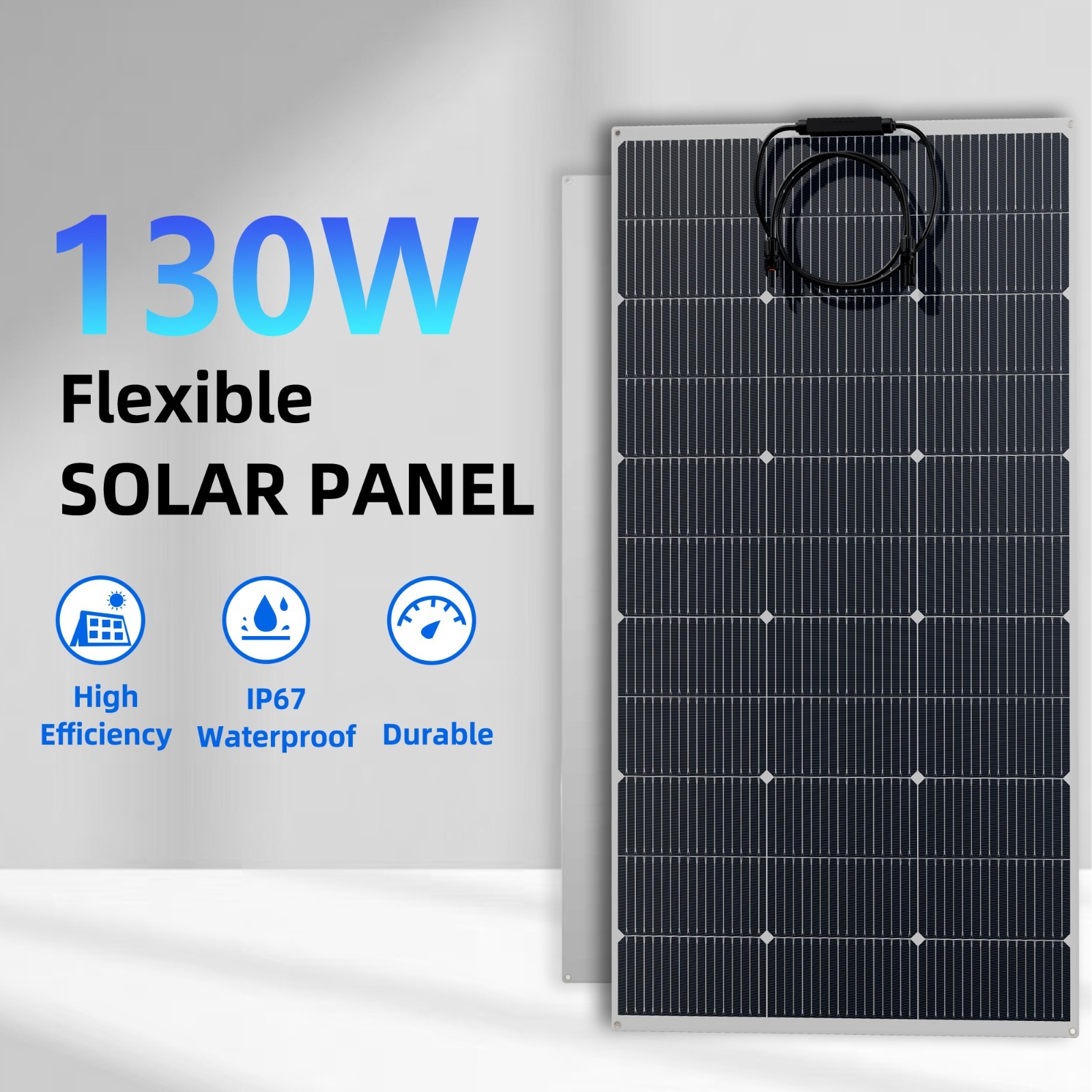 130W 18V Flexible Solar Panel Waterproof IP67 Monocrystalline Solar Cell Power