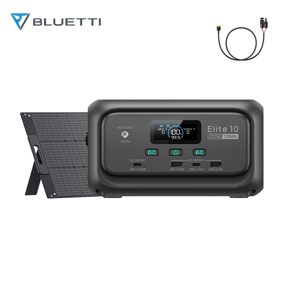 BLUETTI Elite 10 200W 128Wh Portable Power Station+60W/100W Solar Panel