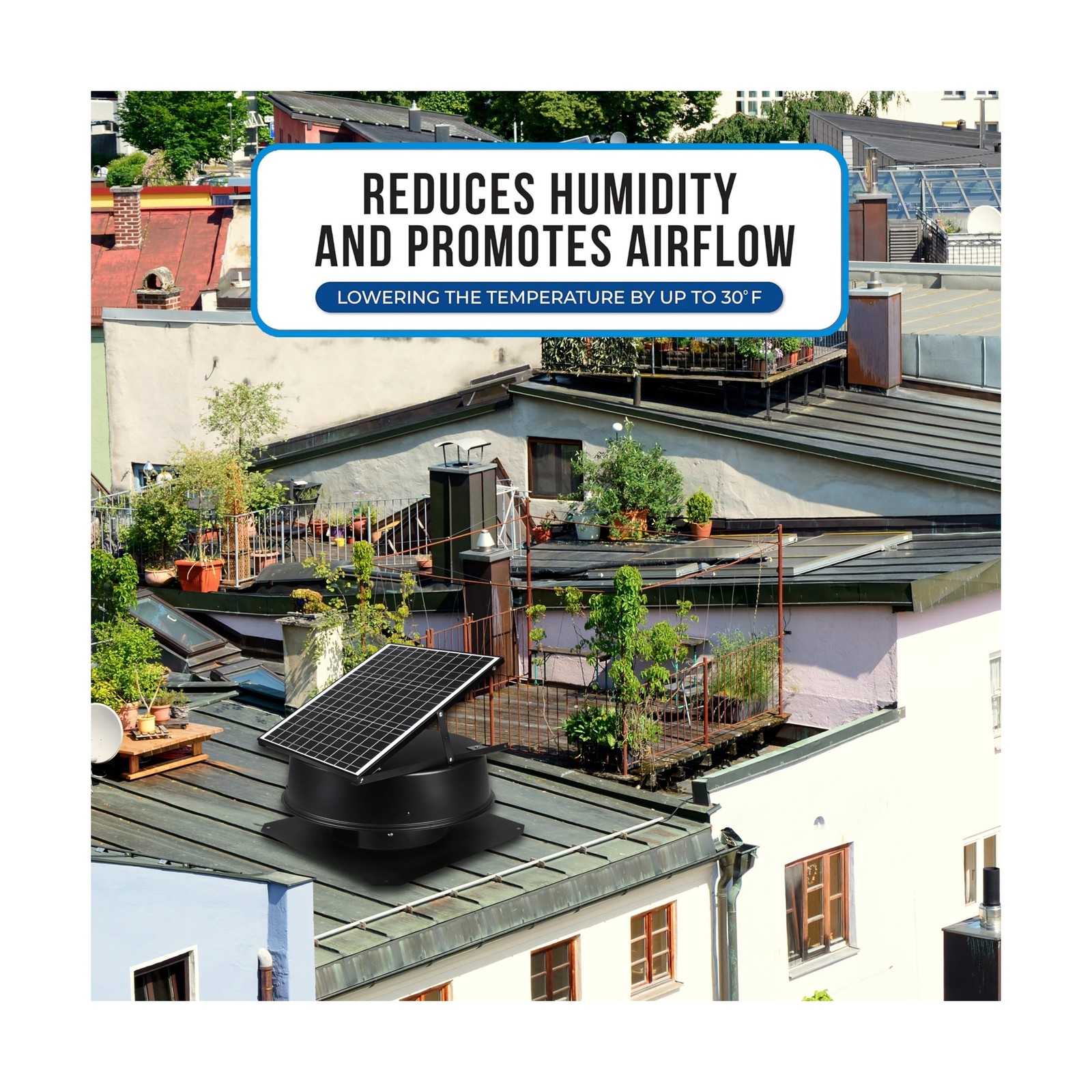 Solar Attic Fan, 40 W, 1600 CFM Large Air Flow Solar Roof Vent Fan, Low Noise…