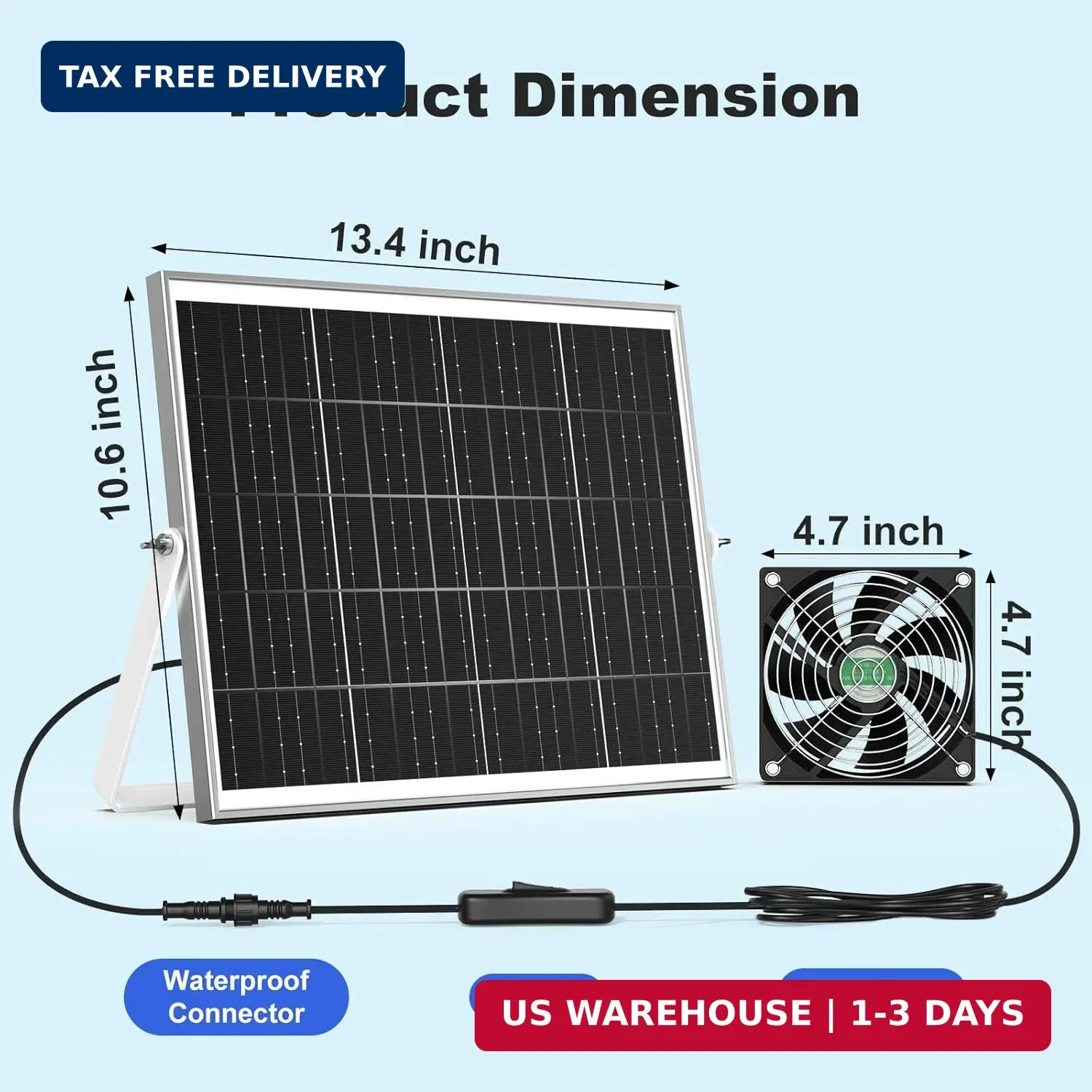 Solar Chicken Coop Fan 3 Kit, 25W Solar Powered Greenhouse Fan Outdoor Waterproo