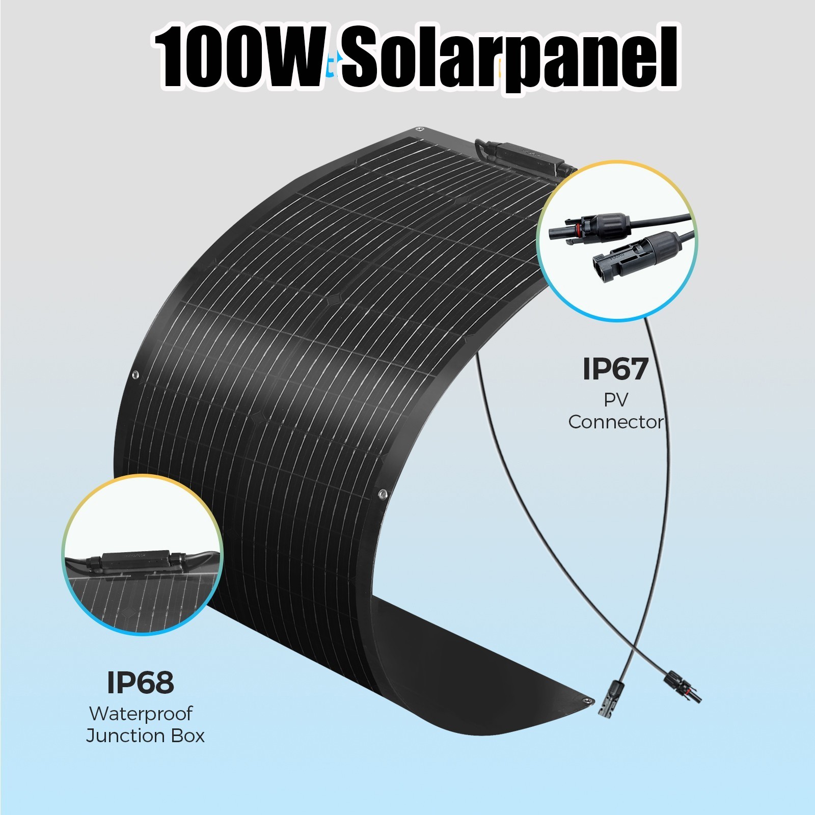 200W Flexible Solar Panel Monocrystalline Bendable Off-Grid RV/Camper/Boat NEW