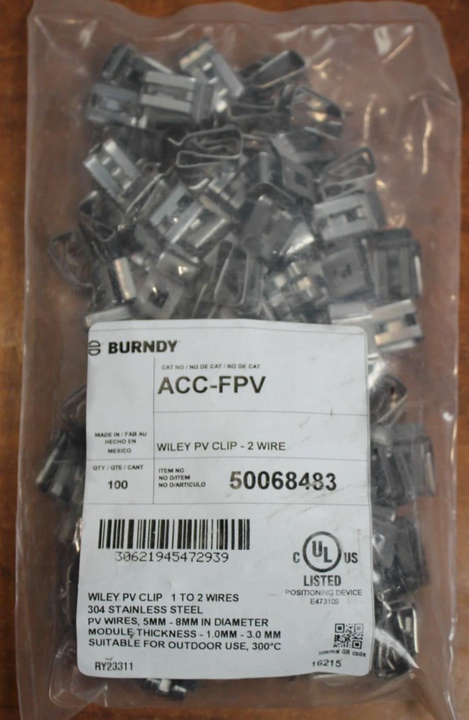Burndy ACC-FPV – WILEY PV CLIP – 2 WIRE Stainless Steel (100 EA)