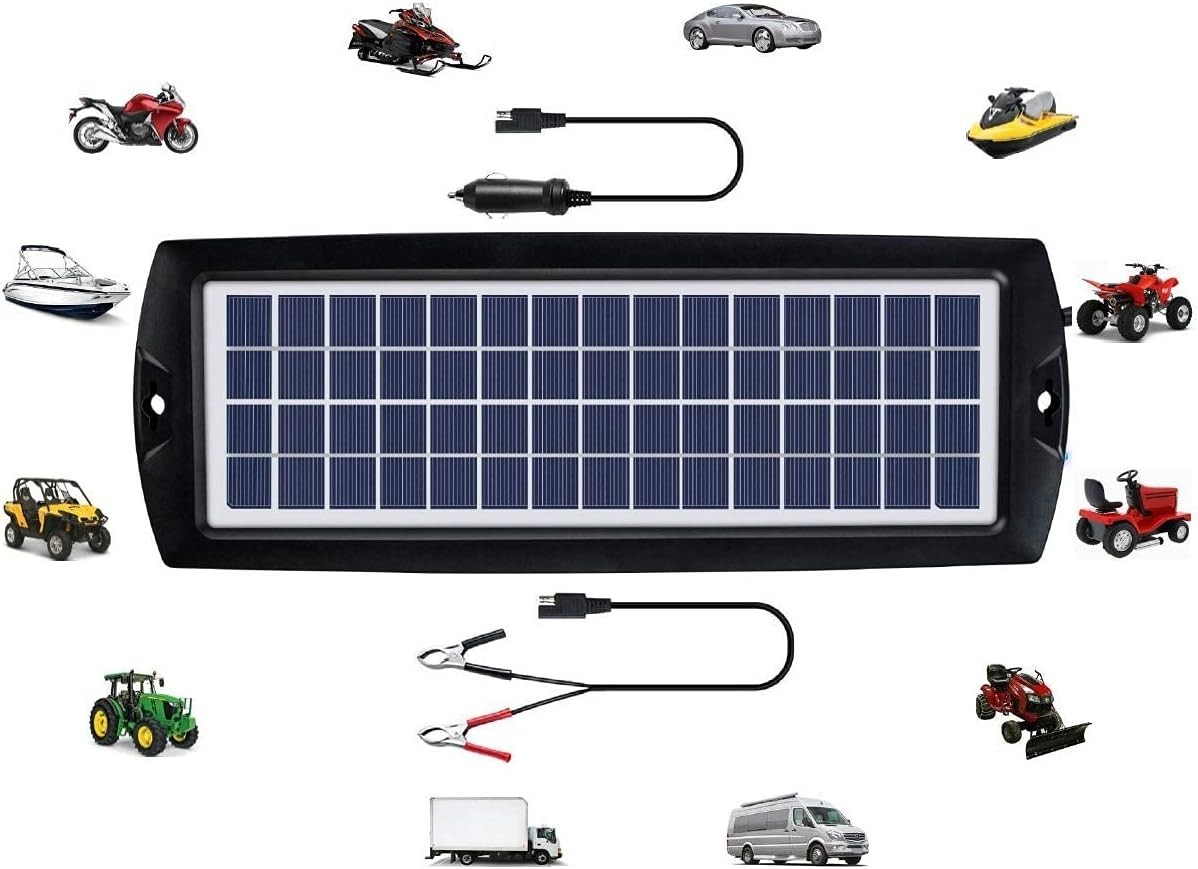 Solar Car Battery Trickle Charger & Maintainer 12V Solar Panel Power Kit Port…